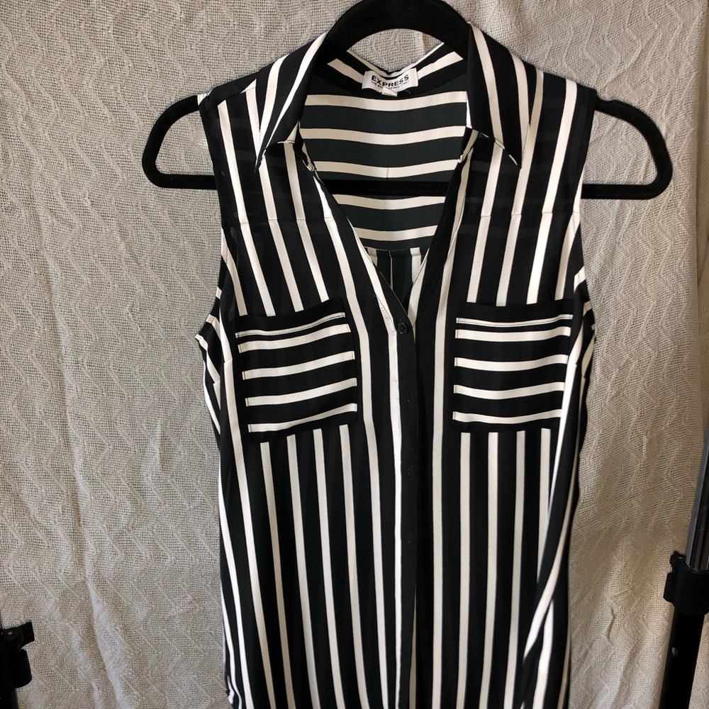 black and white striped tank top